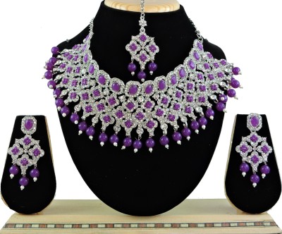 VATSALYA creation Alloy Gold-plated Purple, White Jewellery Set(Pack of 1)