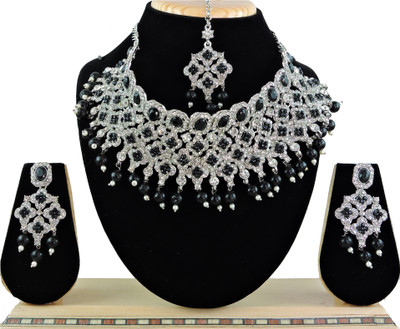 VATSALYA creation Alloy Gold-plated Black, Silver, White Jewellery Set(Pack of 1)