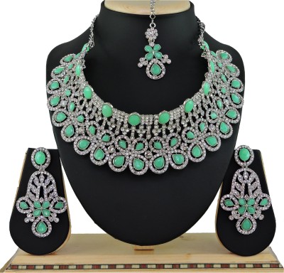 VATSALYA creation Alloy Gold-plated Green, White, Silver Jewellery Set(Pack of 1)