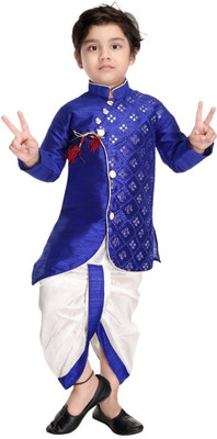 new gen Baby Boys Festive & Party Kurta and Dhoti Pant Set(Dark Blue Pack of 1)