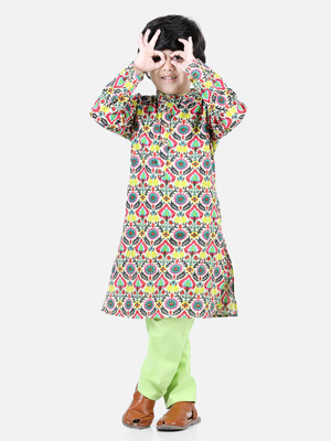 Aww Hunnie Boys Festive & Party Kurta and Pyjama Set(Green Pack of 1)
