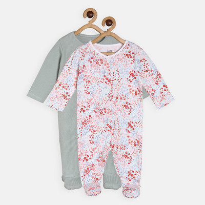 MINI KLUB Romper For Baby Girls Printed Pure Cotton(Multicolor, Pack of 2)