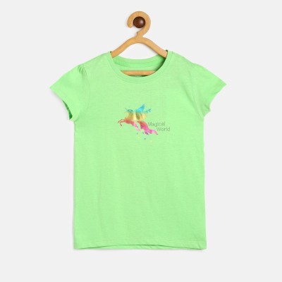 MINI KLUB Girls Casual Pure Cotton Top(Green, Pack of 1)
