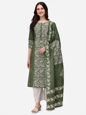 Sitaram Designer Women Printed A-line Kurta(Green)