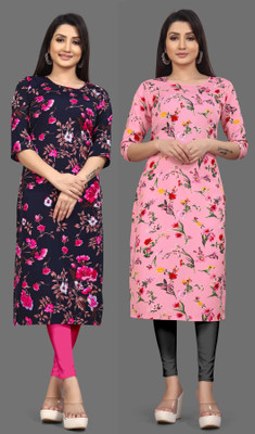 Khushi Fab Women Printed A-line Kurta(Blue, Pink)
