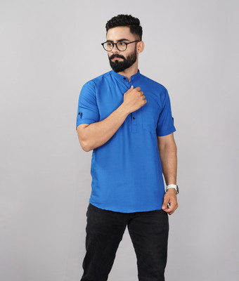 ADITYA TRADE LINK Men Solid Straight Kurta(Blue)