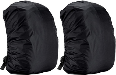 ExpressHub Pack of 2 Waterproof Backpack Rain Cover with Pouch | Elastic/Adjustable/Dustproof Daypack Luggage Cover(L, Black)