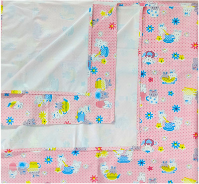 ECOSOFT Plastic Baby Bed Protecting Mat(PINK RABBIT, Extra Large)