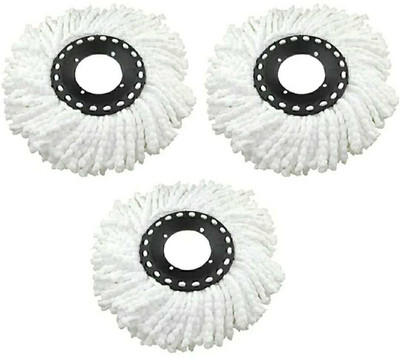 workwox Microfiber 360 Degree Rotating Mop Head Refill Refill(White, Black)