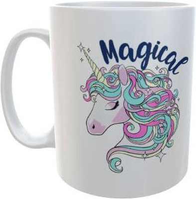 Misaki Magical Printed with Queen Unicorn Design Gifting for Loved Ones Ceramic Coffee Mug(350 ml)