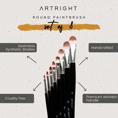ArtRight Filbert Paint Brushes Pack of 8(Set of 1, Brown)
