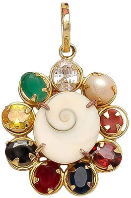 White Aura Vastu Store Gomti Chakra Pendant for Men and Women |Multicolor Silver Pearl Stone Locket Alloy Pendant