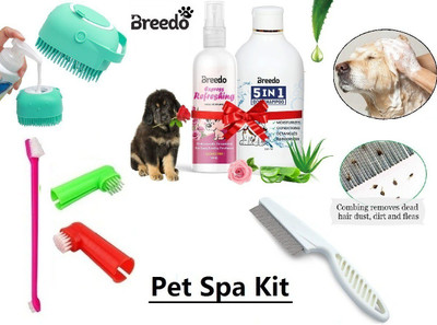 Breedo Best Quality (Combo of 5) Dog & Cat Needs Grooming Kit For All Types Pets Pet Spa Kit