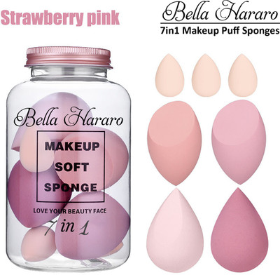 BELLA HARARO Elastic Soft 7in1 Makeup Perfecting Sponge Puff Beauty Blender with Plastic Jar