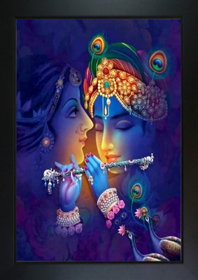 RV SALES RV SALES Radha Krishna Photo Frame with Nice Painting for Wall Hanging Religious Frame