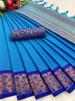 Juhi Collection Woven Banarasi Art Silk, Cotton Silk Saree(Blue)