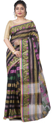 GitAsit Self Design Tant Pure Cotton Saree(Multicolor)
