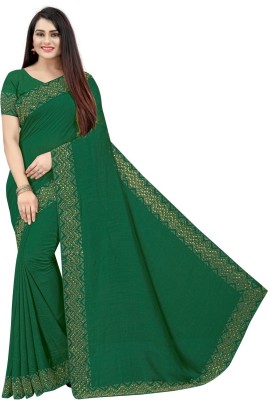 Adirotz Embellished Chanderi Art Silk Saree(Green)