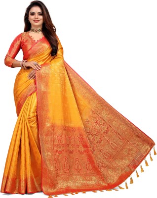 PICKWELL Self Design Banarasi Cotton Silk Saree(Multicolor)