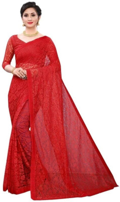 Bulwork Impex Self Design Bollywood Net Saree(Red)