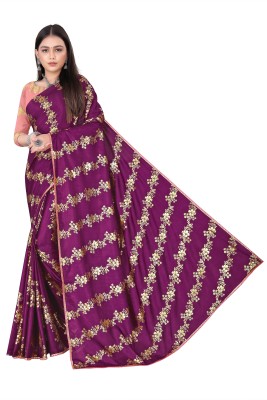 VRINDITA FASHION Floral Print Bollywood Art Silk Saree(Purple, Gold)