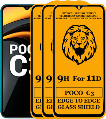 KING COVERS Edge To Edge Tempered Glass for Poco C3(Pack of 3)
