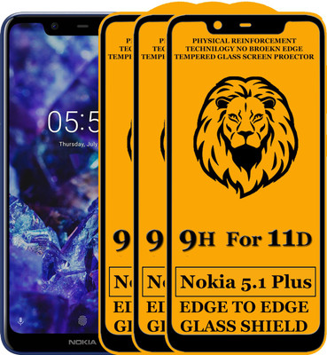 SUNSHINE Edge To Edge Tempered Glass for Nokia 5.1 Plus(Pack of 3)