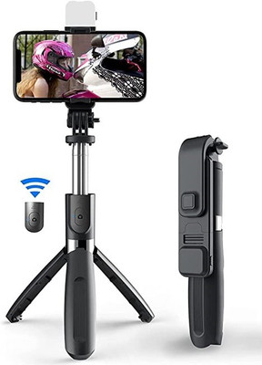 Wrapo Selfie Stick with Light and Mirror,Selfie Stick with Tripod Stand Bluetooth Selfie Stick for Mobile Phone,2 Level LED Fill Light Rechargeable Bluetooth Selfie Stick(Black, Remote Included) Wrapo Selfie Stick with Light and Mirror,Selfie Stick with Tripod Stand Bluetooth Selfie Stick for Mobile Phone,2 Level LED Fill Light Rechargeable Bluetooth Selfie Stick(Black, Remote Included)
