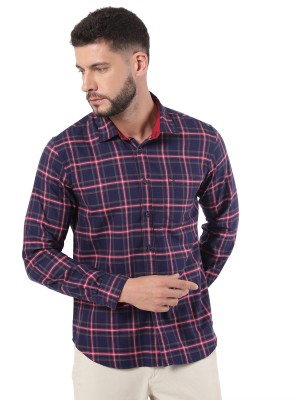 AD by Arvind Men Checkered Casual Dark Blue Shirt