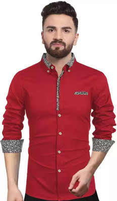 VERTUSY Men Printed Casual Red Shirt