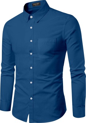 MILDIN Men Solid Formal Blue Shirt