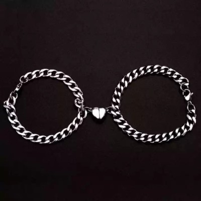 ringzinnie Stainless Steel Silver Bracelet(Pack of 2)