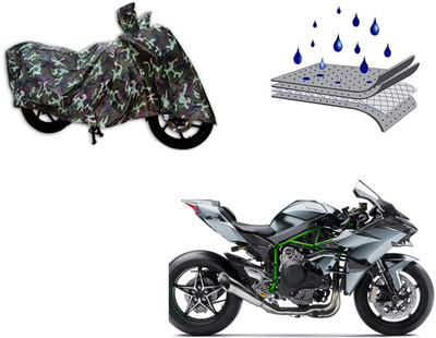 Automotive Circle Waterproof Two Wheeler Cover for Kawasaki(Ninja H2R, Green, Multicolor)