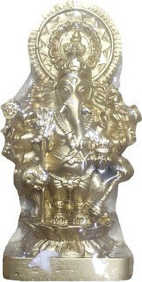 HOIVA Drishti Ganesha Statue , Brass ganapathy Idol 4 inches(10 CM) Pack of 1 Decorative Showpiece  -  10 cm(Brass, Gold)