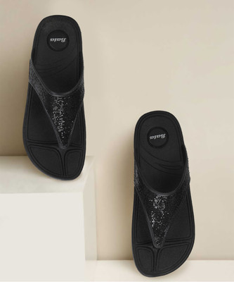 Bata Women Kafi Flip Flops(Black , 6)