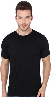 ATTITUDE START OF FASHION Solid Men Round Neck Black T-Shirt