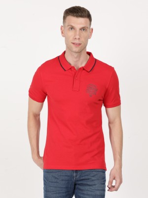 Wrangler Solid Men Polo Neck Red T-Shirt