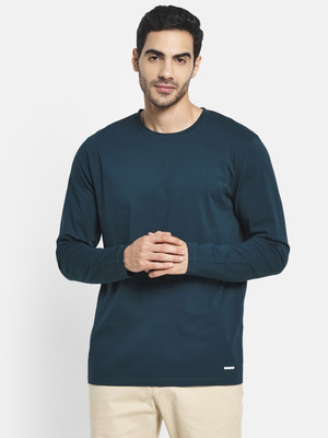 METTLE Solid Men Round Neck Green T-Shirt