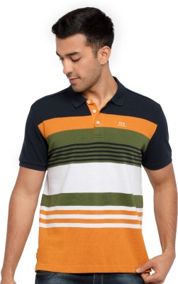 Status Quo Striped Men Polo Neck Multicolor T-Shirt