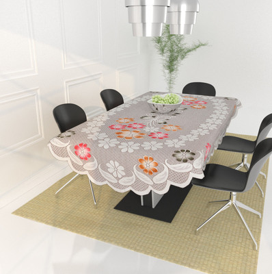 WiseHome Self Design 6 Seater Table Cover(Multicolor, Cotton)