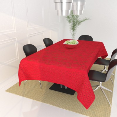 Bigger Fish Self Design 6 Seater Table Cover(Maroon, Cotton)