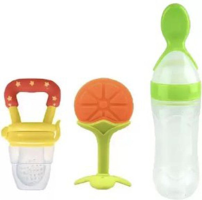 smilykid Combo Baby Food Feeder Fruit Nibbler & Teether Pack-3 Teether and Feeder(Multicolor)