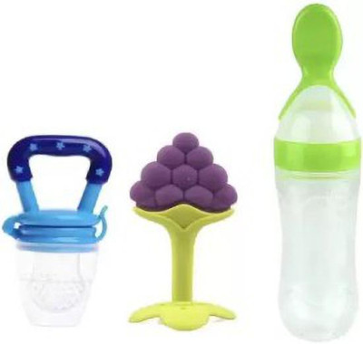 smilykid Combo Baby Food Feeder Fruit Nibbler & Teether Pack-3 Teether and Feeder(Blue)