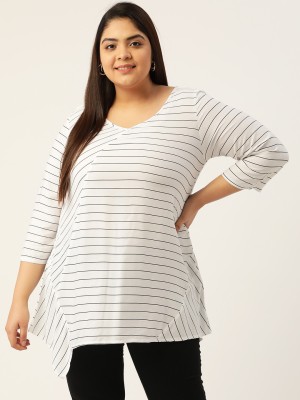 theRebelinme Casual Striped Women White Top