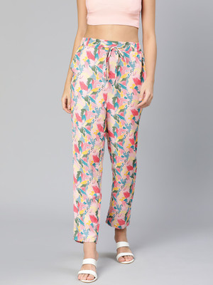 OXOLLOXO Women Regular Fit Viscose Printed Casual Multicolor Pant Regular Fit Women Multicolor Trousers
