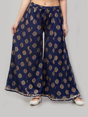 Shaukiya Flared Women Dark Blue Trousers