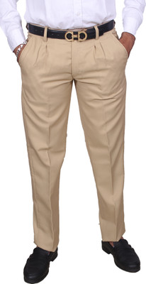 INDIAN PLANET Regular Fit Men Beige Trousers