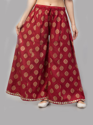 Shaukiya Flared Women Maroon Trousers