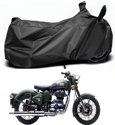 MOCKHE Waterproof Two Wheeler Cover for Royal Enfield(Battle Green, Black)