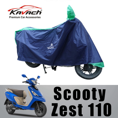 Kavach Waterproof Two Wheeler Cover for TVS(Scooty Zest 110, Green, Blue)